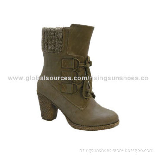 Women's dress boots, knitted fabric as shaft edge